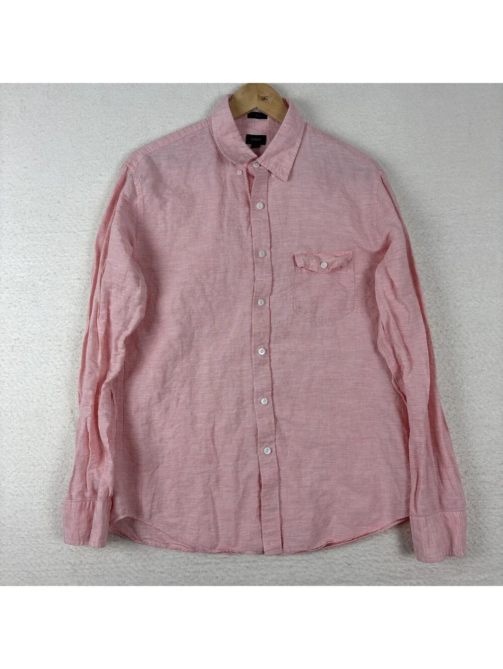 J.Crew Mens Slim Fit Baird McNutt Irish Linen Button Down Shirt Pink Mens Large